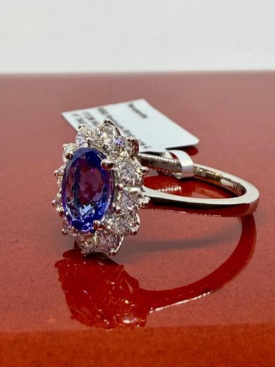 Diamond 950 Platinum AAA Tanzanite & Lab Grown Diamond