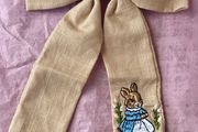 Beige Embroidered Bunny Hair Bow Clip