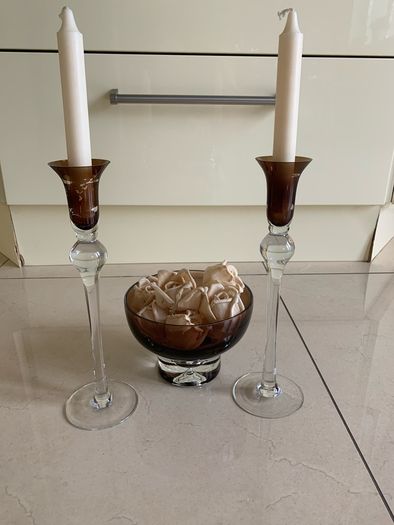 M&S Candlesticks and Bowl