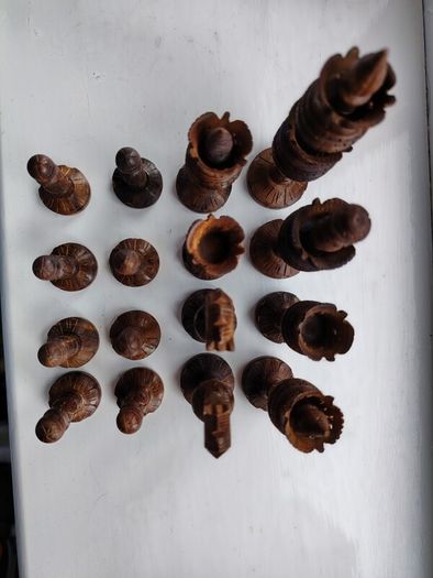 The Regency Company Lotus Flower Carved Chess pieces made of Sheesham