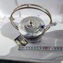 Vintage 1980s Art Deco Chrome & Cobalt Blue Glass Jam Jar Image 2