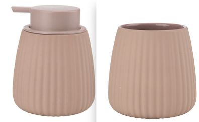 Soap dispenser + toothbrush holder bathroom SET NIKKALA rose