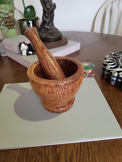 Pestle and mortar wooden