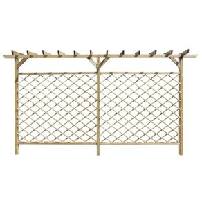 Garden Lattice Fence with Pergola Top Wood