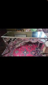 Chrome and glass mirrored table