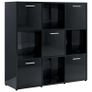 Book Cabinet High Gloss Black 90x30x90 cm Chipboard Image 2