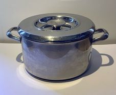 Large Vintage Stainless Steel AGA Casserole Pot and Lid - 24cm