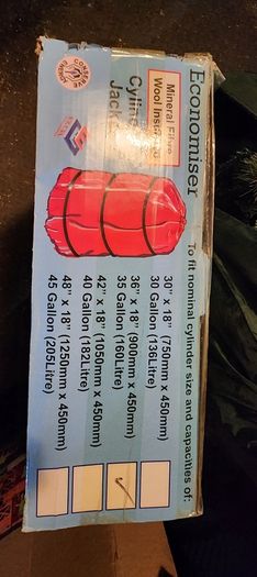 Hot water cylinder lagging jacket 36 x 18 inch