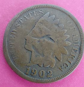 1902 American Indian head One Cent coin