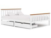 Bed Frame with 2 Drawers White Solid Pine Wood 140x200 cm