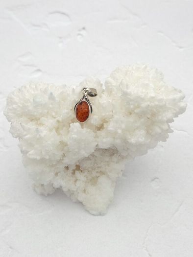 Vintage 925 Sterling Silver Natural Baltic Amber Charm