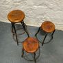 Set of 3 Vintage Industrial Stools. Image 3