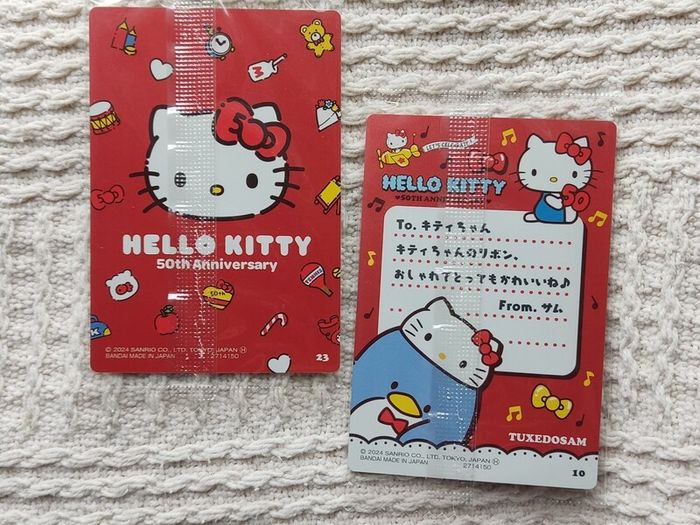 Sanrio Characters Hello Kitty 50th anniversary anime cards manga bandai Tuxedosam