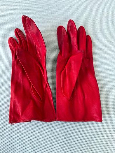 Vintage Soft Red Leather Ladies Gloves - Genuine Leather