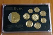 Malta 2008 euro coins set 24k Gold plated &amp; Rhodium gilt Maltese medal limited edition