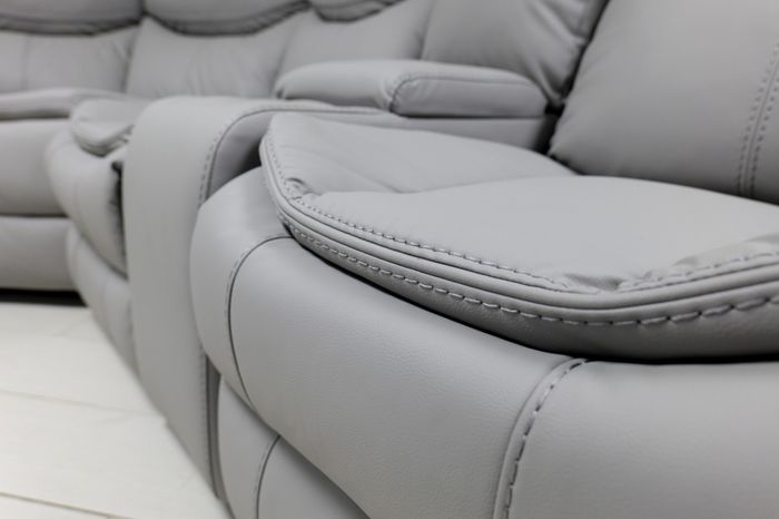 Valerie Corner Light Grey Leather Recliner Sofa