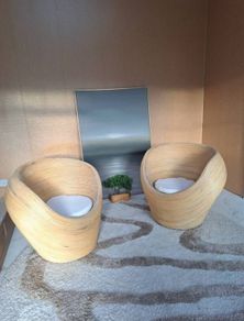 Bamboo Rattan Curved Statement Armchairs and rrp 800