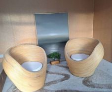 Bamboo Rattan Curved Statement Armchairs and rrp 800