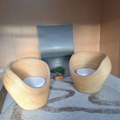 Bamboo Rattan Curved Statement Armchairs and rrp 800