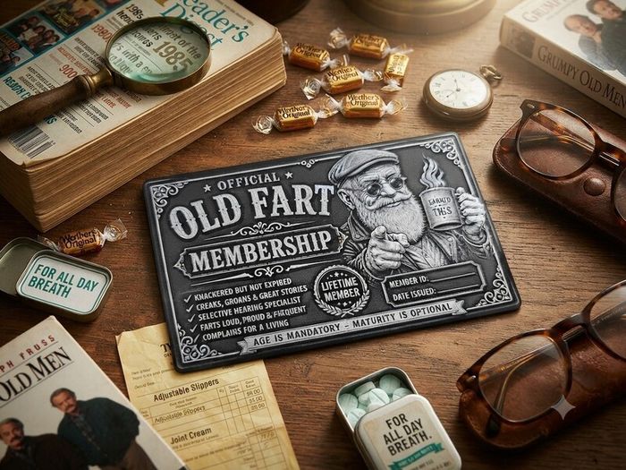 Old fart novelty metal business cards set of two