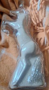 Vintage German Kefla Clear Glass Horse Bottle