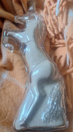 Vintage German Kefla Clear Glass Horse Bottle