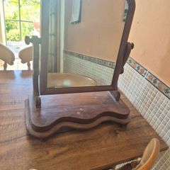 Vintage wooden swivel dressing table mirror