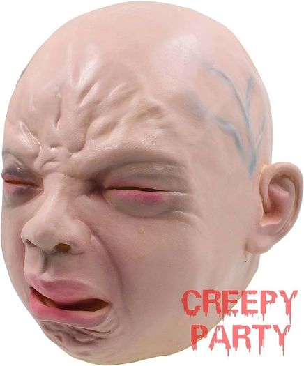 Crying Baby Face Mask Human Realistic Latex Full Head Masks for Halloween Costume Party Carnival Cosplay