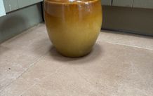 A Large Glazed Vintage Earthenware Mustard ( 2 tone ) Vase and 1 similar one Free