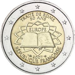 France 2 Euro Commemorative Coin 2007 - Treaty of Rome. Uncirculated.