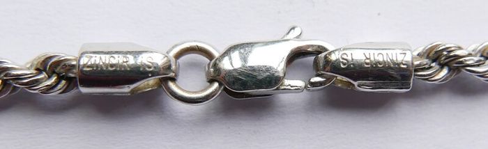 Vintage 14K White Gold Twisted Rope Chain Necklace length 22" - 4,9g