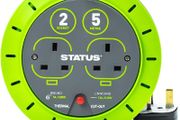 2 Socket Cable Reel | 5m Green Extension Lead | 13A with Thermal Cut Out | Heavy Duty Outdoor Extension Lead