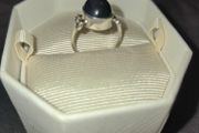 925 Sterling Silver &amp; Black Onyx Stone Ring - Size 7/N