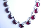 Vintage Garnet Sterling Silver Necklace,925 purity,9/8mm oval Cabochon, Natural Gemstone, Beautiful Silver Necklace, length- 18 " - 14,45g