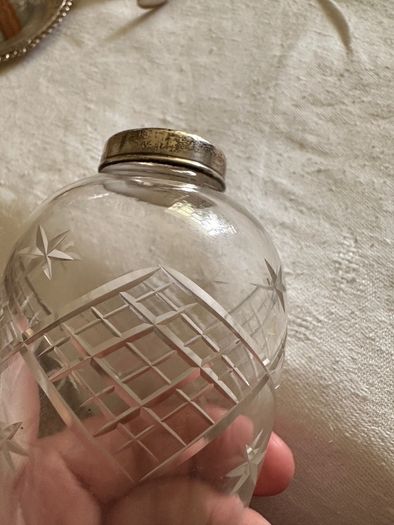 Antique elegant Edwardian style silver collared cut glass vase