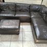 Brown Leather L shaped Couch Image 2