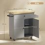 Grey Kitchen Trolley on Wheels, Kitchen Island with Drawer, Adjustable Shelf, Spice Rack & Towel Holder Image 2