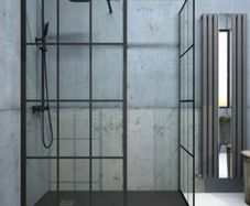 Clearance: Aspect black trellis wetroom panel 1100