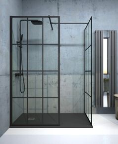 Clearance: Aspect black trellis wetroom panel 1100
