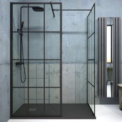 Clearance: Aspect black trellis wetroom panel 1100