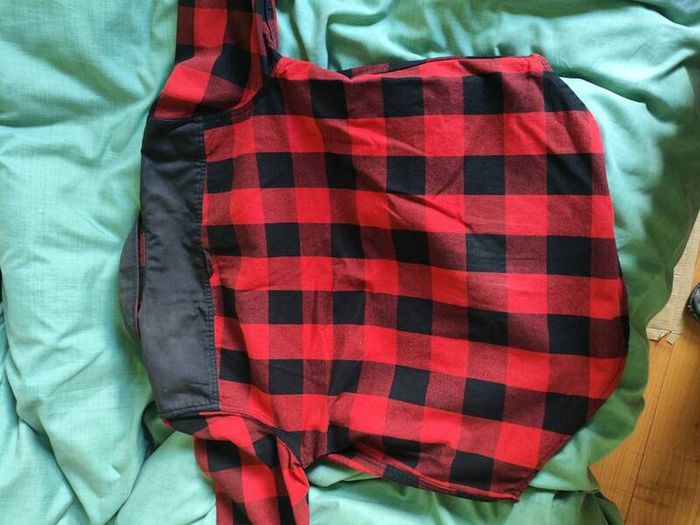 Denim Jacket Red Black Checkered Reserved S Size
