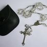 Antique Clear Crystal Rosary,  Leather Pouch Image 2