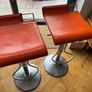 Vintage Italian orange leather bar stools. Image 4