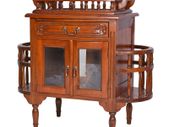 Solid Mahogany Bar Cabinet  Handcrafted Colonial Style Home Bar with Glazed Doors, Drawer & Removable Tray