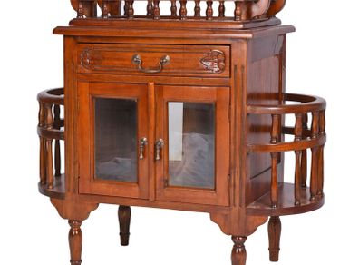 Solid Mahogany Bar Cabinet  Handcrafted Colonial Style Home Bar with Glazed Doors, Drawer & Removable Tray