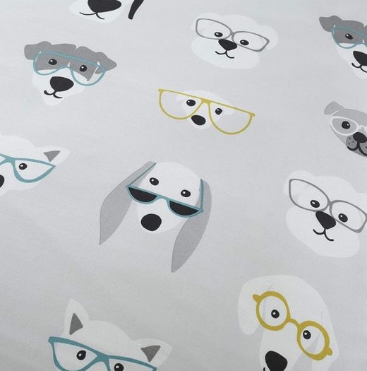 Cool Dogs Easy Care Double Duvet Set Grey (FREE POSTAGE)