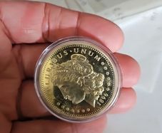 1896 Morgan-Style 100 Mills .999 Fine Gold Replica Coin  Novelty Collectible Comes in Capsule