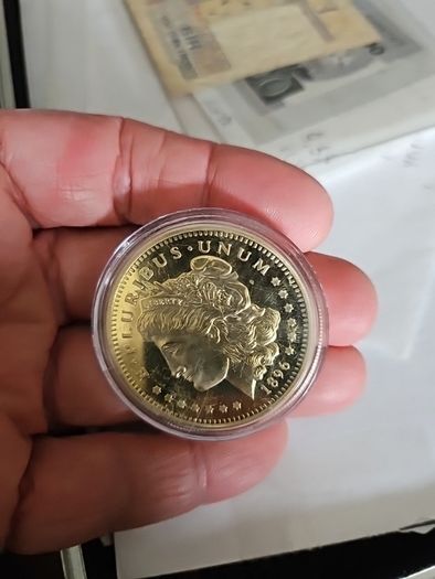 1896 Morgan-Style 100 Mills .999 Fine Gold Replica Coin  Novelty Collectible Comes in Capsule