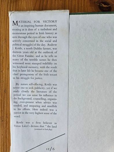 Material For Victory. The Memoirs Of Andrew J. Kettle Right Hand Man To Charles S. Parnell.
