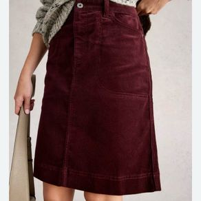 White Stuff Corduroy A-Line Skirt Dark Plum